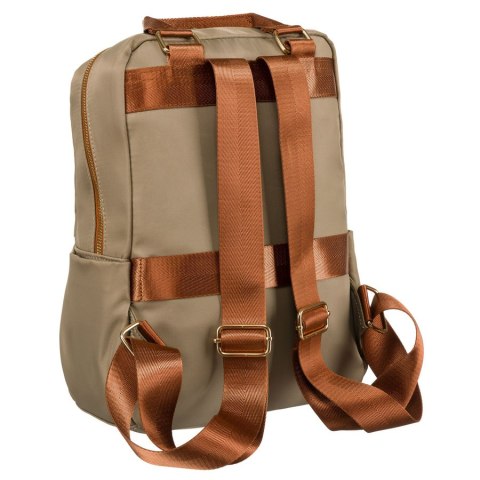 Plecak damski w kolorach khaki i brązowym zamykany suwakiem - Peterson Plecak damski w kolorach khaki i brązowym zamykany suwakiem - Peterson