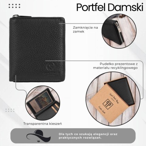 Portfel damski klasyczny skórzany czarny RFID Paolo Peruzzi T-139-BL