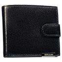 Czarny, poziomy, pojemny portfel męski ze skóry naturalnej zamykany zatrzaskiem - Ronaldo