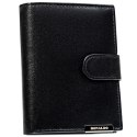 Duży, pionowy portfel męski ze skóry naturalnej w czarnym kolorze zamykany na zatrzask - Ronaldo