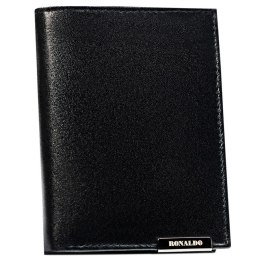 Pionowy portfel męski ze skóry naturalnej w czarnym kolorze bez zapięcia zewnętrznego - Ronaldo