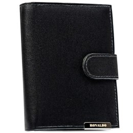 Portfel męski ze skóry naturalnej w czarnym kolorze zapinany na zatrzask - Ronaldo