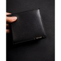 Poziomy, czarny portfel męski ze skóry naturalnej bez zapięcia zewnętrznego - Ronaldo