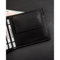 Poziomy, czarny portfel męski ze skóry naturalnej bez zapięcia zewnętrznego - Ronaldo