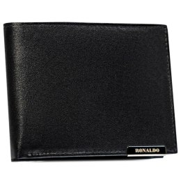 Poziomy, skórzany, czarny portfel męski bez zapięcia zewnętrznego - Ronaldo