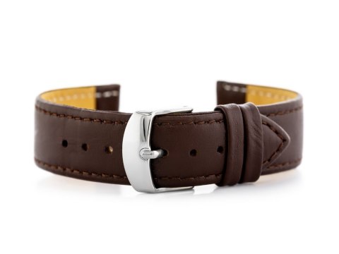 Pasek skórzany do zegarka W44L ciemny brąz - 24mm