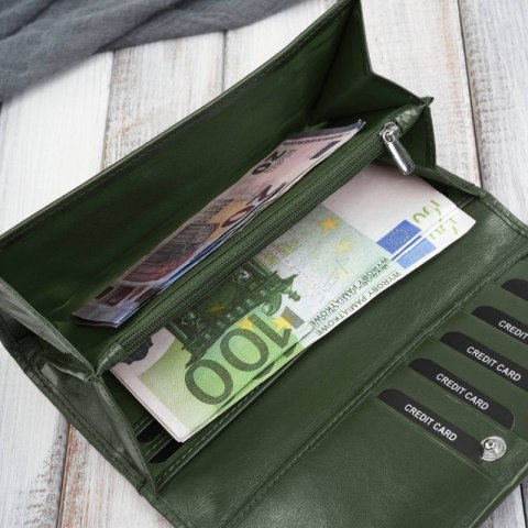 Portfel damski skórzany ciemnozielony w kwiatki duży Paolo Peruzzi AL-12-GB Portfel damski skórzany ciemnozielony w kwiatki duży Paolo Peruzzi AL-12-GB
