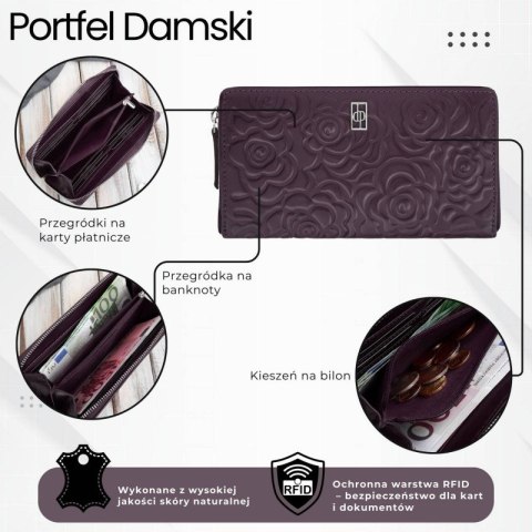 Portfel damski skórzany burgundowy w orientacji poziomej RFID Paolo Peruzzi AL-13-BGD Portfel damski skórzany burgundowy w orientacji poziomej RFID Paolo Peruzzi AL-13-BGD