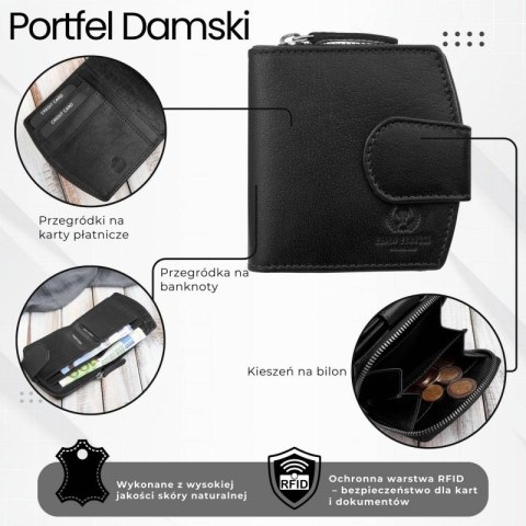 Portfel damski skórzany mały czarny RFID Paolo Peruzii AL-24-BL Portfel damski skórzany mały czarny RFID Paolo Peruzii AL-24-BL