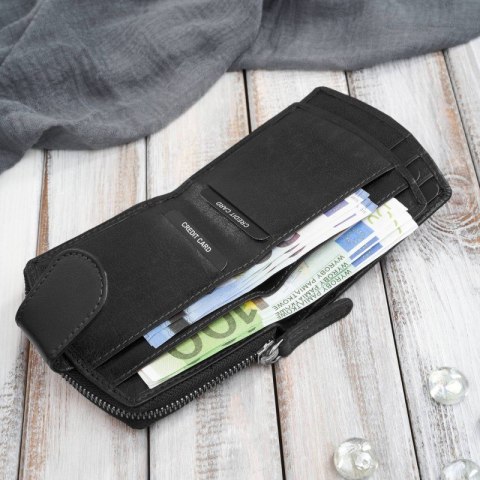 Portfel damski skórzany mały czarny RFID Paolo Peruzii AL-24-BL Portfel damski skórzany mały czarny RFID Paolo Peruzii AL-24-BL
