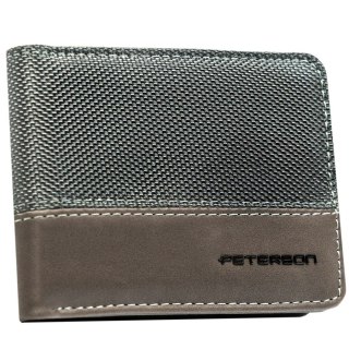 Szary portfel męski bez zapięcia zewnętrznego z systemem RFID - Peterson