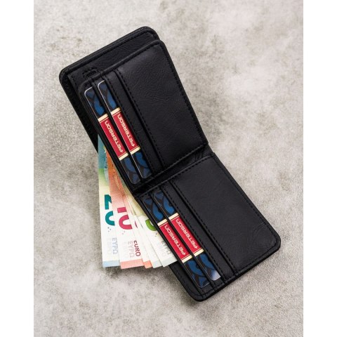 Zielono-czarny portfel męski wykonany ze skóry ekologicznej, model z systemem RFID - Peterson Zielono-czarny portfel męski wykonany ze skóry ekologicznej, model z systemem RFID - Peterson