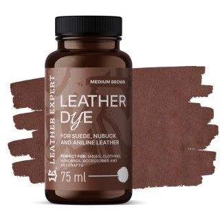 Farba do zamszu, nubuku, aniliny kolor średni brąz 75ml Leather Expert Leather Dye LE-21-D75MBR