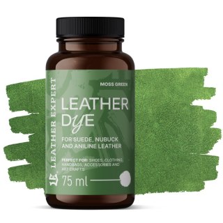 Farba do zamszu, nubuku, aniliny kolor zielony 75ml Leather Expert Leather Dye LE-21-D75MGRN