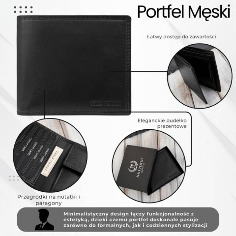 Klasyczny męski portfel skórzany w kolorze czarnym z ochroną RFID Paolo Peruzzi AL-17-BL Klasyczny męski portfel skórzany w kolorze czarnym z ochroną RFID Paolo Peruzzi AL-17-BL