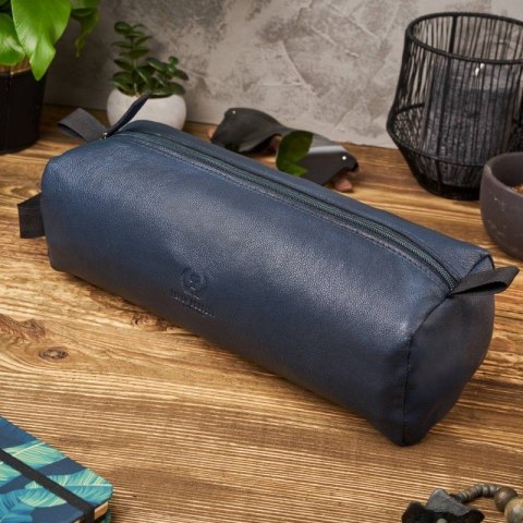 Kosmetyczka skórzana granatowa i etui na klucze ze skóry naturalnej zestaw Paolo Peruzzi ZUP-120-DB
