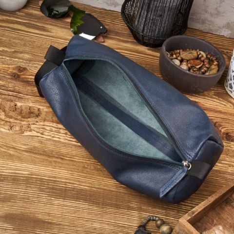 Kosmetyczka skórzana granatowa i etui na klucze ze skóry naturalnej zestaw Paolo Peruzzi ZUP-120-DB