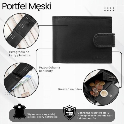 Portfel męski skórzany klasyczna czerń RFID Paolo Peruzzi AL-16-BL Portfel męski skórzany klasyczna czerń RFID Paolo Peruzzi AL-16-BL
