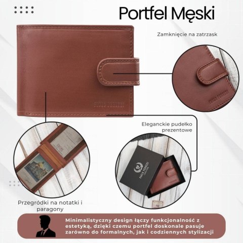 Portfel męski skórzany koniakowy RFID na prezent Paolo Peruzzi AL-16-CG Portfel męski skórzany koniakowy RFID na prezent Paolo Peruzzi AL-16-CG