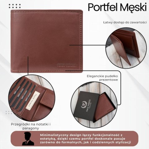 Poziomy portfel męski smukły w kolorze koniakowym Paolo Peruzzi AL-17-CG Poziomy portfel męski smukły w kolorze koniakowym Paolo Peruzzi AL-17-CG