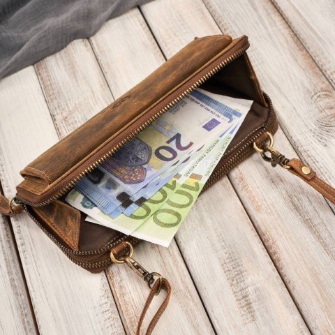 Skórzana kopertówka damska do ręki na ramię portfel damski Paolo Peruzzi T-137-HBR Skórzana kopertówka damska do ręki na ramię portfel damski Paolo Peruzzi T-137-HBR