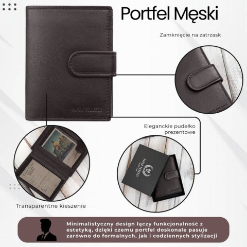 Portfel męski skórzany klasyczny pionowy brązowy z RFID Paolo Peruzzi AL-18-BR Portfel męski skórzany klasyczny pionowy brązowy z RFID Paolo Peruzzi AL-18-BR