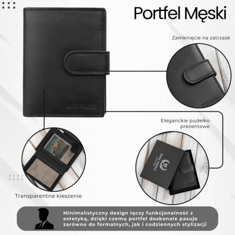 Portfel męski skórzany klasyczny pionowy czarny z RFID Paolo Peruzzi AL-18-BL Portfel męski skórzany klasyczny pionowy czarny z RFID Paolo Peruzzi AL-18-BL