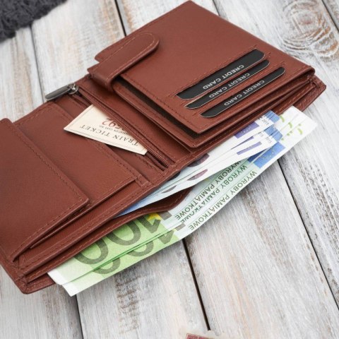 Portfel męski skórzany klasyczny pionowy koniakowy z RFID Paolo Peruzzi AL-18-CG Portfel męski skórzany klasyczny pionowy koniakowy z RFID Paolo Peruzzi AL-18-CG