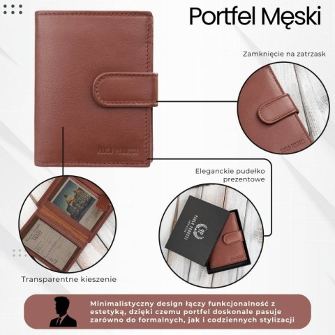 Portfel męski skórzany klasyczny pionowy koniakowy z RFID Paolo Peruzzi AL-18-CG Portfel męski skórzany klasyczny pionowy koniakowy z RFID Paolo Peruzzi AL-18-CG