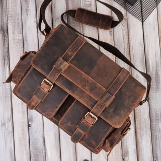 Torba męska na ramię na laptopa skórzana vintage Paolo Peruzzi T-106-HBR