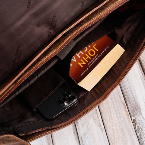 Torba męska na ramię na laptopa skórzana vintage Paolo Peruzzi T-106-HBR Torba męska na ramię na laptopa skórzana vintage Paolo Peruzzi T-106-HBR