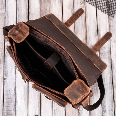 Torba męska na ramię na laptopa skórzana vintage Paolo Peruzzi T-106-HBR Torba męska na ramię na laptopa skórzana vintage Paolo Peruzzi T-106-HBR