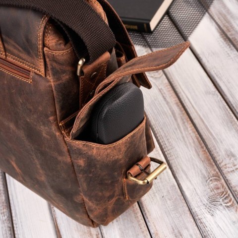 Torba męska na ramię na laptopa skórzana vintage Paolo Peruzzi T-106-HBR Torba męska na ramię na laptopa skórzana vintage Paolo Peruzzi T-106-HBR
