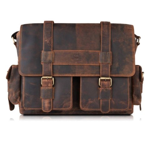 Torba męska na ramię na laptopa skórzana vintage Paolo Peruzzi T-106-HBR Torba męska na ramię na laptopa skórzana vintage Paolo Peruzzi T-106-HBR