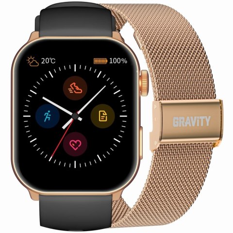 Smartwatch Damski GRAVITY GT28-5 Pasek + Bransoleta Różowe złoto Czarny