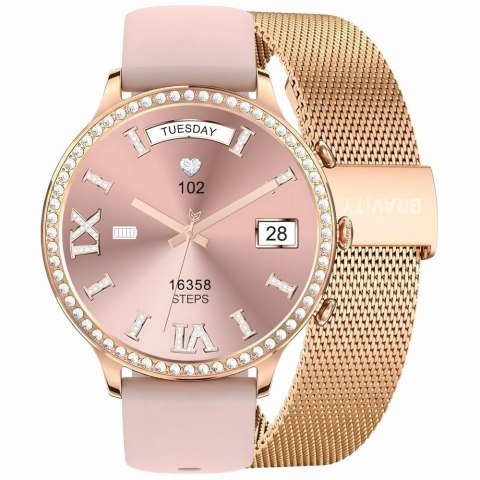 SMARTWATCH DAMSKI GRAVITY GT5-5 - DODATKOWY PASEK (sg043e)