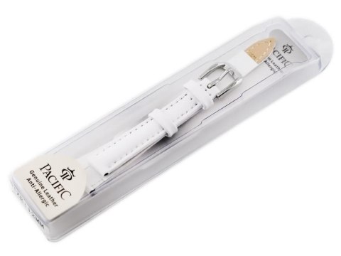 Pasek skórzany do zegarka W30 - w pudełku - biały - 12mm Pasek skórzany do zegarka W30 - w pudełku - biały - 12mm