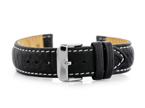 Pasek skórzany do zegarka W05XL czarny/białe - 22mm Pasek skórzany do zegarka W05XL czarny/białe - 22mm