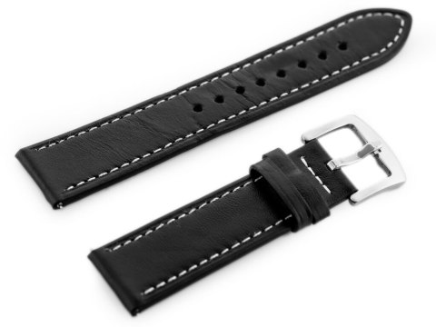 Pasek skórzany do zegarka W81 - czarny/biała 20mm Pasek skórzany do zegarka W81 - czarny/biała 20mm