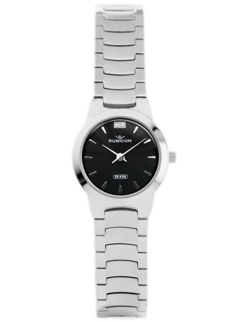 ZEGAREK DAMSKI RUBICON RNBC21 - silver/black (zr568b) ZEGAREK DAMSKI RUBICON RNBC21 - silver/black (zr568b)