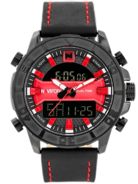 ZEGAREK MĘSKI NAVIFORCE - NF9114 (zn046c) - black/red ZEGAREK MĘSKI NAVIFORCE - NF9114 (zn046c) - black/red