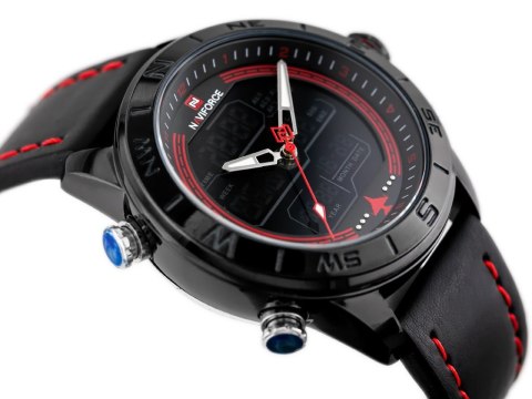 ZEGAREK MĘSKI NAVIFORCE - NF9144 (zn077b) - black/red + box