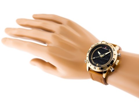 ZEGAREK MĘSKI NAVIFORCE - NF9144 (zn077c) - brown/gold + box