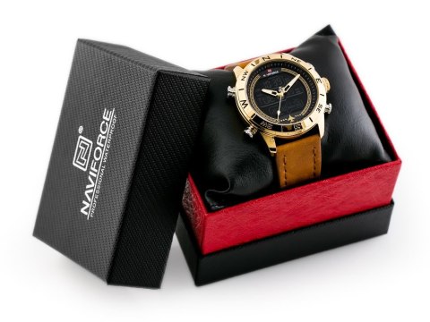 ZEGAREK MĘSKI NAVIFORCE - NF9144 (zn077c) - brown/gold + box
