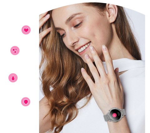 SMARTWATCH DAMSKI Rubicon RNBE74 - TERMOMETR, PULSOKSYMETR (sr020c)