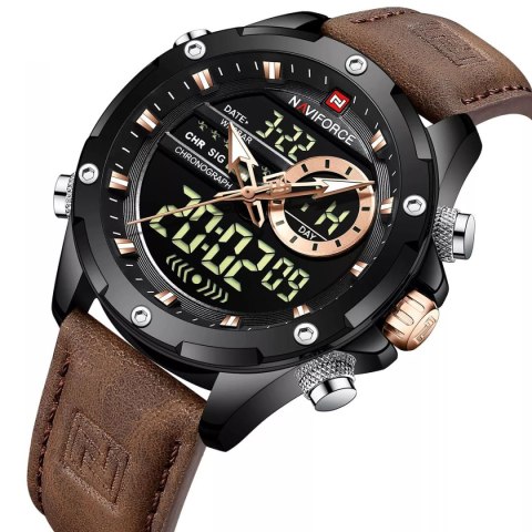 ZEGAREK MĘSKI NAVIFORCE NF9208 B/B/D.BN - CHRONOGRAF + BOX