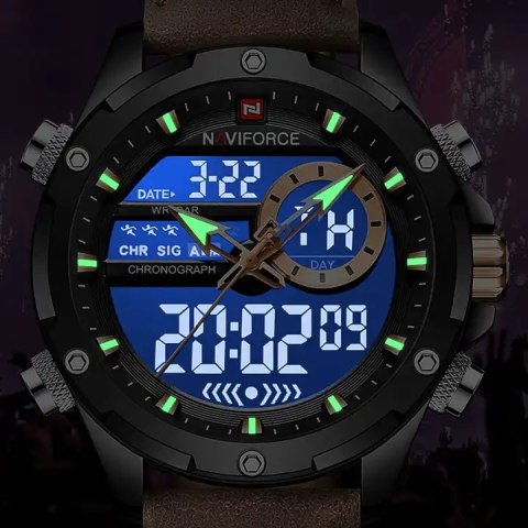 ZEGAREK MĘSKI NAVIFORCE NF9208 B/B/D.BN - CHRONOGRAF + BOX