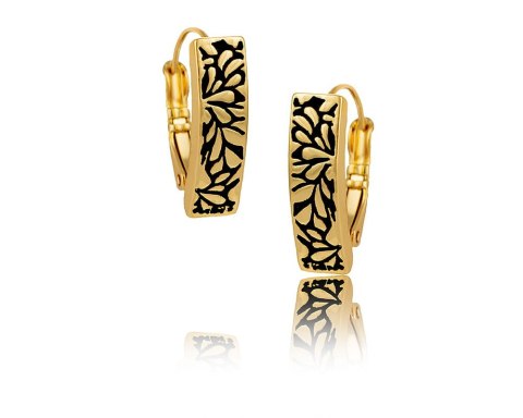 Kolczyki z czarnymi wzorami z kolekcji Classic (P14377AU) Kolczyki z czarnymi wzorami z kolekcji Classic (P14377AU)