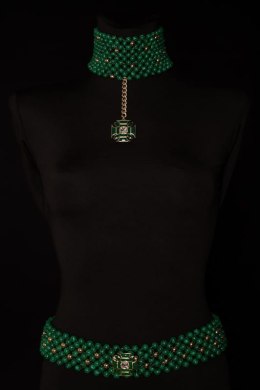 Pasek z malachitów z krzyżem (LV23/FSH/20AU)