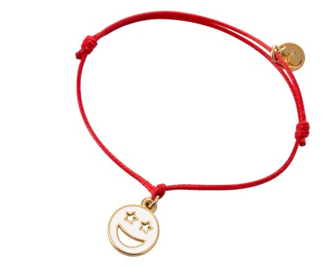 Bransoletka smile, z białą emalią, z czerwonym sznurkiem z kolekcji TEEN VIBE (B24/TEN/09AU) Bransoletka smile, z białą emalią, z czerwonym sznurkiem z kolekcji TEEN VIBE (B24/TEN/09AU)